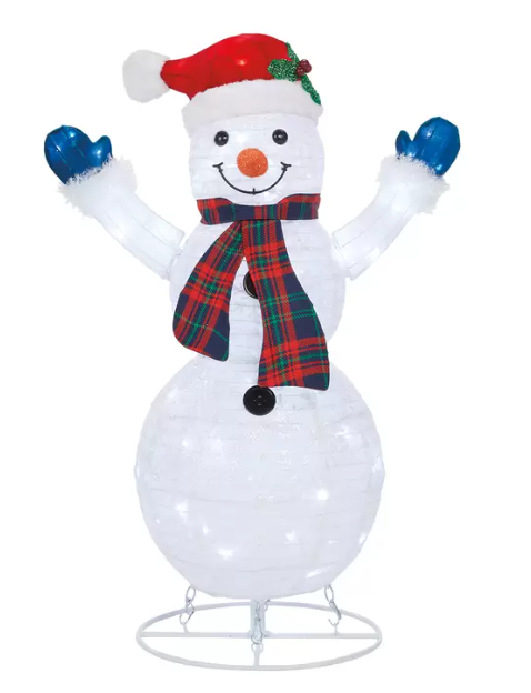 Familia de Muñecos de Nieve con Luces LED