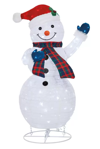 Familia de Muñecos de Nieve con Luces LED