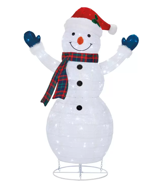 Familia de Muñecos de Nieve con Luces LED